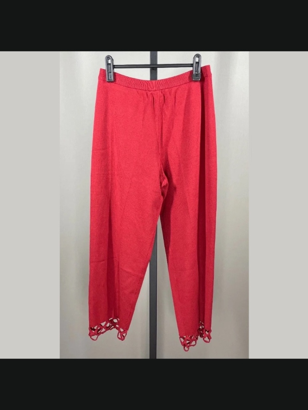 NEW Bloomingdales Pants Womens Small red knit straight leg designer vintage